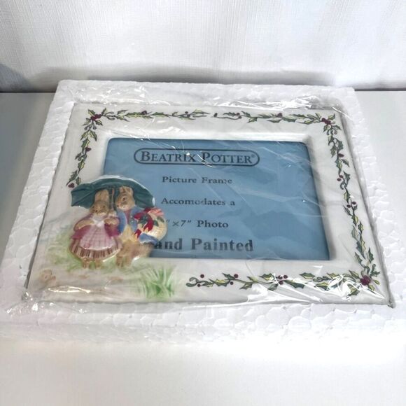 Schmid Beatrix Potter NEW Rabbits in the Snow Picture Frame VTG 1989 Christmas - Picture 9 of 9